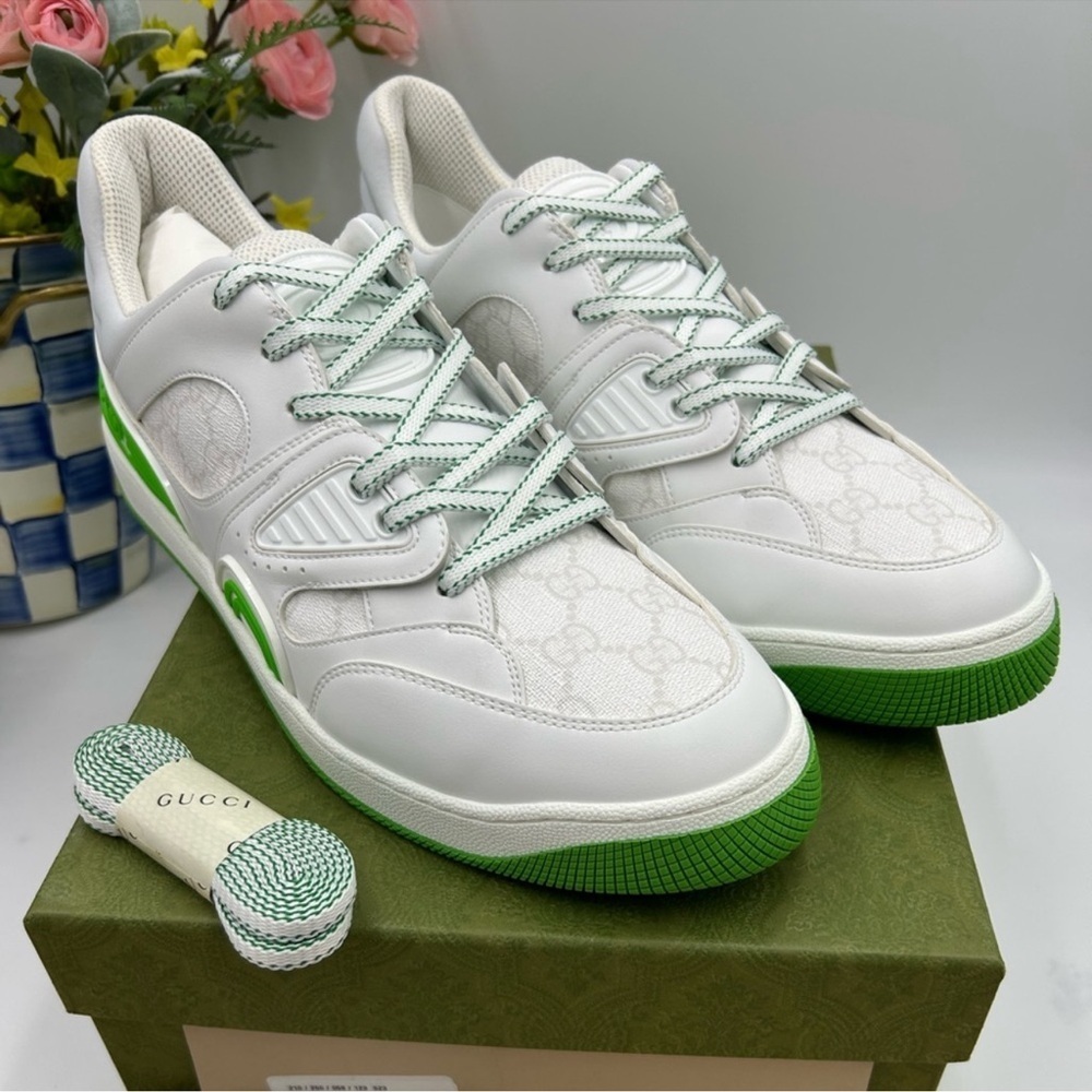 Men’s Gucci, GG demetra leather basket sneakers size 12.5 made in Italy - Picture 1 of 11